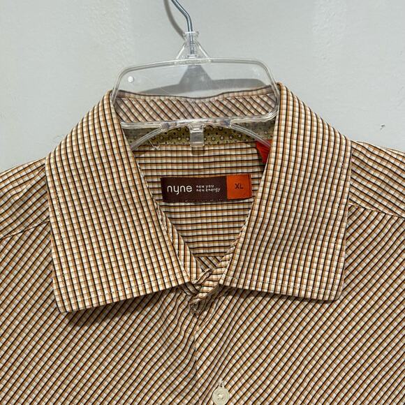 NYNE Orange and Brown Plaid Button Down Shirt Size XL - Picture 5 of 12